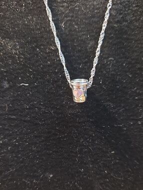 Pandora 925 Ale Sterling Silver Charm with Pink Heart Enamel